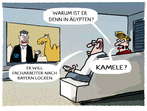 Cartoon: Söders Ägyptenreise... (medium) by markus-grolik tagged söder,csu,cdu,bayern,migration,facharbeiter,facharbeitermangel,import,demografie,union,deutschland,außenpolitik,söder,csu,cdu,bayern,migration,facharbeiter,facharbeitermangel,import,demografie,union,deutschland,außenpolitik