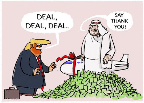 Cartoon: Trump und Kronprinz bin Salman (medium) by markus-grolik tagged trump,usa,besuch,saudi,arabien,nahost,deal,bin,salman,kronprinz,milliarden,us,dollar,öl,gas,investment,air,force,one,geschenk,boeing,bestechung,trump,usa,besuch,saudi,arabien,nahost,deal,bin,salman,kronprinz,milliarden,us,dollar,öl,gas,investment,air,force,one,geschenk,boeing,bestechung
