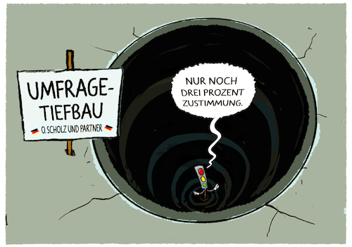 Cartoon: Umfragetief.... (medium) by markus-grolik tagged ampel,scholz,merz,zustimmung,umfragewerte,deutschland,regierung,umfragetief,tiefbau,loch,ampel,scholz,merz,zustimmung,umfragewerte,deutschland,regierung,umfragetief,tiefbau,loch