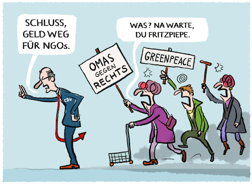 Cartoon: Union gegen NGO-Finanzierung (medium) by markus-grolik tagged union,merz,cdu,csu,bundestag,demokratie,demos,omas,gegen,rechts,greenpeace,ngos,zivilgesellschaft,finanzierung,gemeinnuetzige,organisationen,proteste,union,merz,cdu,csu,bundestag,demokratie,demos,omas,gegen,rechts,greenpeace,ngos,zivilgesellschaft,finanzierung,gemeinnuetzige,organisationen,proteste