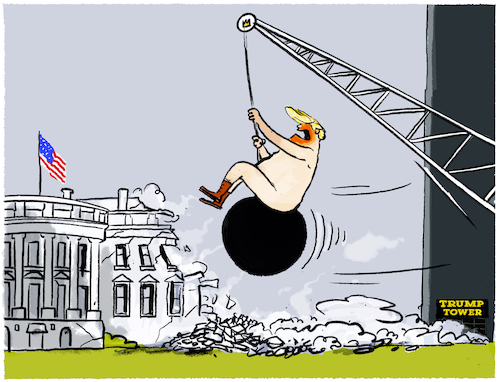 Cartoon: Wrecking ball... (medium) by markus-grolik tagged trump,usa,maga,donald,abriss,regierungssitz,umbau,weißes,haus,abrissbirne,washington,demokratie,us,trump,usa,maga,donald,abriss,regierungssitz,umbau,weißes,haus,demokratie,us