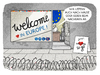 Cartoon: Wertegemeinschaft (small) by markus-grolik tagged europe,flüchtlingskrise,refugee,shop,assyl,flucht,griechenland,deutschland,türkei,politik,wertegemeinschaft,europa,humanität,welcom,on,to,go,lieferservice,haustür,cartoon,grolik