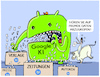 Cartoon: EU vs Google... (small) by markus-grolik tagged eu,europa,ki,google,hausdurchsuchung,monopol,durchsuchung,daten,verlage,presse,zeitungen,autoren,urheber