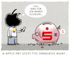 Cartoon: ...kwitt... (small) by markus-grolik tagged applepay,digital,pay,google,ec,giro,ssparkassen,geld,finanzen,raiffeisen,bank,bargeld