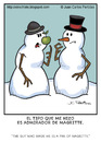 Cartoon: Fan (small) by Juan Carlos Partidas tagged snow man magritte artist fan apple admirador pintor artista hombre nieve manzana navidad invierno winter christmas