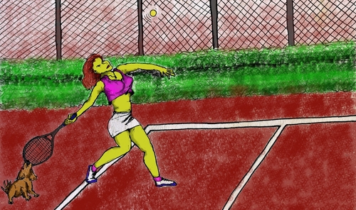 Cartoon: tennis player (medium) by trebortoonut tagged tennis,sports,animals,dogs
