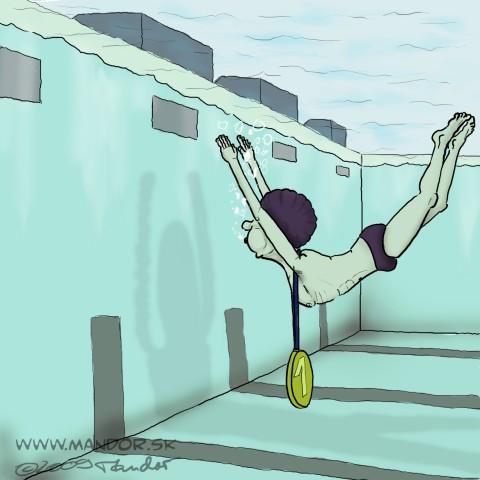Cartoon: First (medium) by Mandor tagged swimmer,first,medal