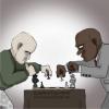 Cartoon: White begins (small) by Mandor tagged racist,chess