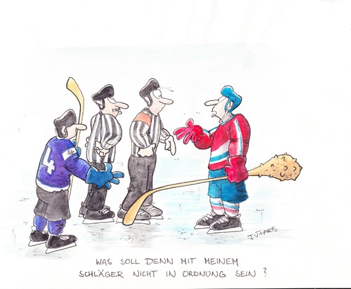 Cartoon: Eishockeyschläger (medium) by Josch tagged club,keule,complaint,beschwerde,reklamation,schiedsrichter,stick,schläger,hockey,ice,eishockey