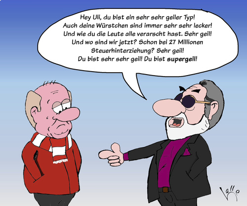 Cartoon: Uli ist supergeil! (medium) by Lelle tagged lelle,steuerhinterziehung,manager,bayern,supergeil,uli,hoeness,hoeneß,cartoons,sport,fußball,betrug,edeka