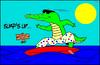 Cartoon: SURFS UP (small) by Thamalakane tagged crocodiles,surfing,river,flood