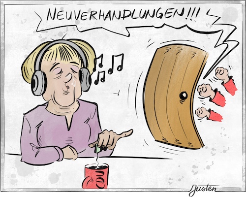 Cartoon: Neuverhandlungen (medium) by Justen tagged kroko,neuverhandlungen,cdu,spd,merkel,politik,innenpolitik,kroko,neuverhandlungen,cdu,spd,merkel,politik,innenpolitik