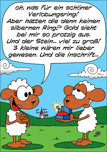 Cartoon: Liebesbeweis (medium) by Bruder JaB tagged schaf,lamm,liebe,beziehung,wählerisch,ring,geschenk