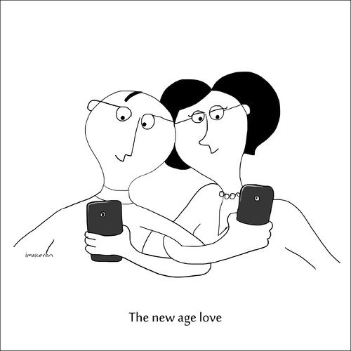 Cartoon: the new age love (medium) by imakeren tagged illustrators