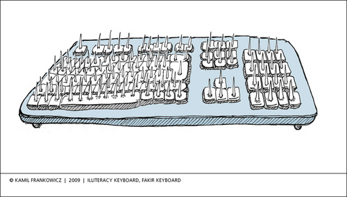 Cartoon: Illiteracy or Fakir Keyboard (medium) by Kamil tagged keyboard,illiteracy,pain,fakir,uninspired