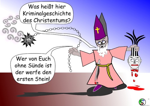Cartoon: Kriminalgesch. des Christentums (medium) by user unknown tagged kriminalgeschichte,christentum,karlheinz,deschner,morgenstern,weihrauchfass,bischof