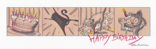 Cartoon: Catdays-Birthday (medium) by Lissy tagged geburtstag,torte,katze,kerzen,leuchten
