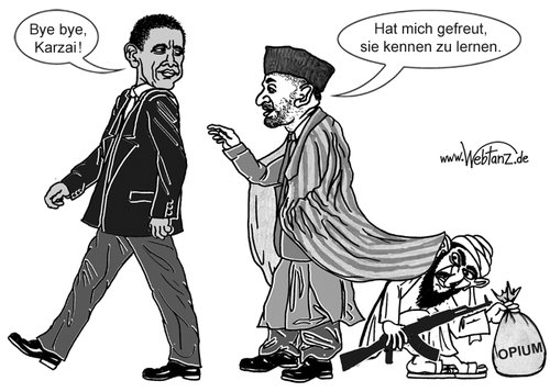 Cartoon: Was macht Hamid wenn Barak geht? (medium) by Webtanz tagged obama,afghanistan,karzai,nato,taliban,bundeswehr