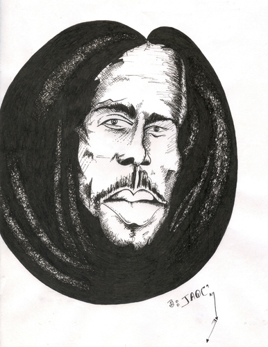 Cartoon: Bob Marley (medium) by jaime ortega tagged bob,marley,reggue,jamaica,marihuana