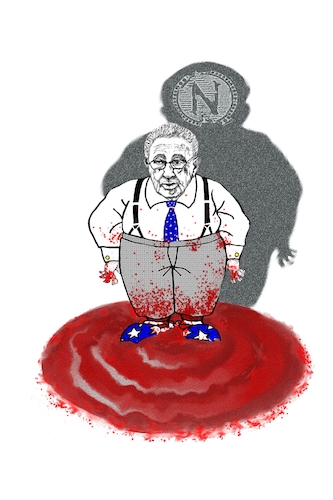Cartoon: Henry Kissinger (medium) by petwall tagged kissinger,verbrechen,vietnam,laos,kambodcha,chile,lateinamerika,nahost