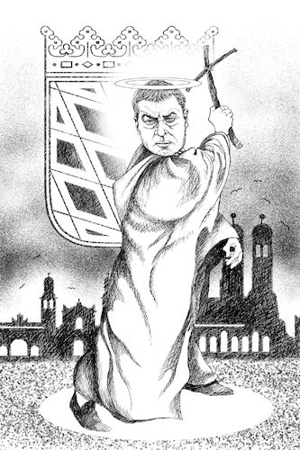 Cartoon: Inquisitor Söder (medium) by petwall tagged söder,csu,fundamentalismus,kreuz