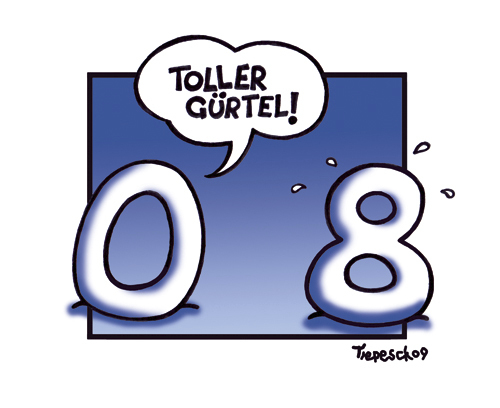 Cartoon: 0 und 8 (medium) by Marcus Trepesch tagged numbers,nonsense,cartoon,german