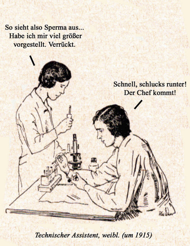 Cartoon: Laborsperma (medium) by Ludwig tagged untersuchung,mikroskop,assistentin,medizin,chef,sperma,labor