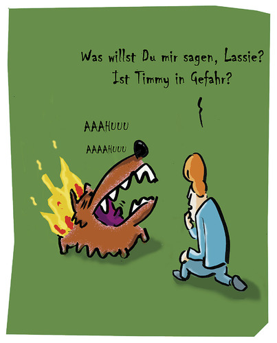 Cartoon: Lassie brennt (medium) by Ludwig tagged hund,dog,lassie,feuer,retten