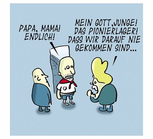 Cartoon: Lost in Pionierlager (medium) by Ludwig tagged kinder,verschollen,pionier,ddr