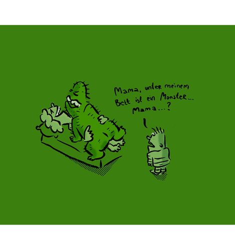Cartoon: Monster unterm Bett (medium) by Ludwig tagged monster,angst,bett,kind,einschlafen,mama