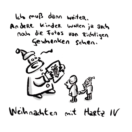 Cartoon: Weihnachten mit Hartz IV (medium) by Ludwig tagged weihnachten,cdu,hartz,iv,armut,kinder,geschenke,kinderarmut