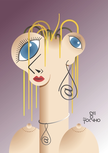 Cartoon: Blonde a la Picasso (medium) by Tonho tagged blonde,picasso,arroba