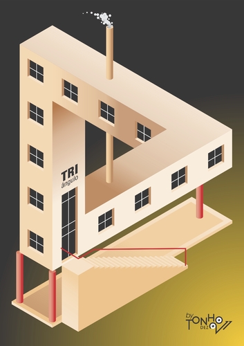 Cartoon: Penrose style house (medium) by Tonho tagged triangle,penrose,distortion,house