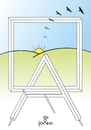Cartoon: Frame and easel II (small) by Tonho tagged frame,and,easel,penrose,sun,picture