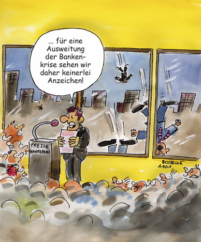 Cartoon: Fröhliche Bankenkrise (medium) by Boiselle tagged bankenkrise,wirtschaft,steffen,boiselle