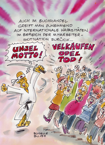 Cartoon: Kämpfen bis zum letzten Buch (medium) by Boiselle tagged wirtschaft,buch,steffen,boiselle