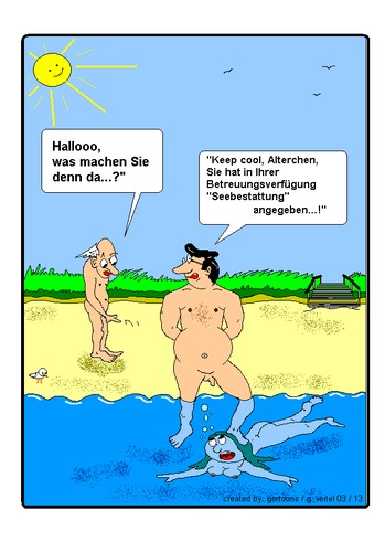 Cartoon: seebestattung (medium) by gert montana tagged seebestattung,vorsorgevollmacht,gertoons