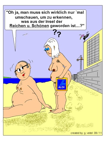 Cartoon: Sylt Insel der Schönen und Reic (medium) by gert montana tagged sylt,insel,der,schönen,und,reichen,gertoons,nackte,wahnsinn