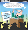 Cartoon: Still at large 91 (small) by bindslev tagged dentist,dentists,dental,surgeon,surgeons,surgery,oral,hygienist,hygienists,convention,conventions,lectures,congress,association,meetings,meeting,lecture,talk,teeth,tooth,mouth,question,questions,conferee,lecturer