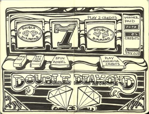 Cartoon: Slot Machine (medium) by rudat tagged moleskine,gambling,slots