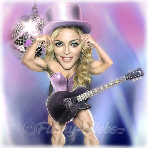 Cartoon: Madonna (medium) by funny-celebs tagged madonna,music,singer,actress,queen,of,pop,like,virgin,prayer,guy,ritchie,sean,penn,fitness,bodybuilding