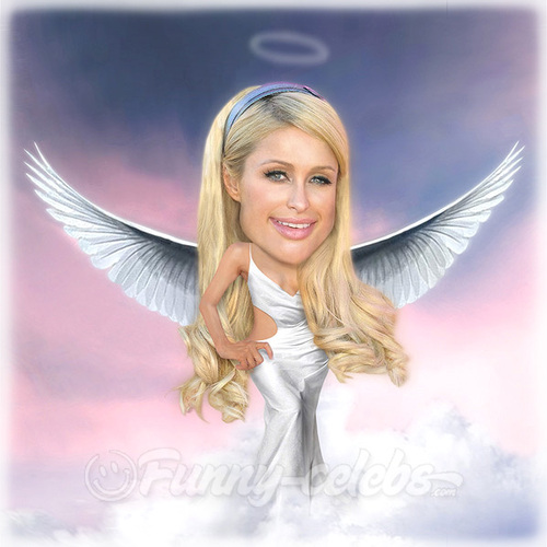Cartoon: Paris Hilton 2 (medium) by funny-celebs tagged angelwings,angel,beverlyhills,hiltonhotels,parishilton
