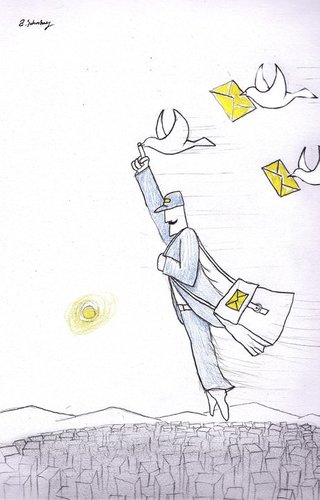 Cartoon: postman (medium) by aytrshnby tagged postman