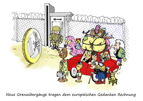 Cartoon: Durchlässige Grenzen (medium) by Simpleton tagged flüchtlingsproblem,flüchtlinge,schengen,grenzen,eurozone,euro,europa