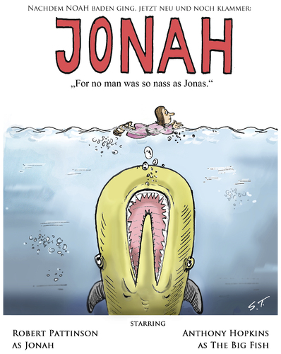 Cartoon: JONAH - The Movie (medium) by Simpleton tagged noah,film,kino,weißer,hai,jaws,jonas,walfisch,plakat,poster