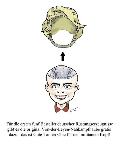 Cartoon: Nahkampffrisur Uschi (medium) by Simpleton tagged bundeswehr,correctness,haare,frisur,verteidigungsministerin,leyen,der,von