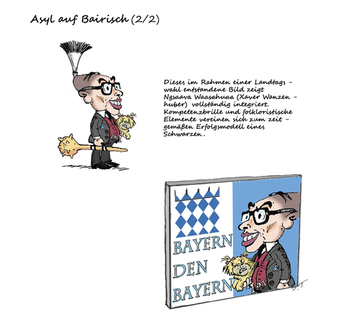 Cartoon: Asyl auf Bairisch (medium) by Simpleton tagged wahlplakat,wahlkampf,csu,ausländer,asylant,asyl,politiker,bayern