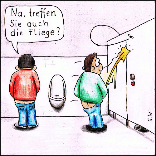 Cartoon: Herrentoilette (medium) by Storch tagged klo,fliege,zielen,treffen