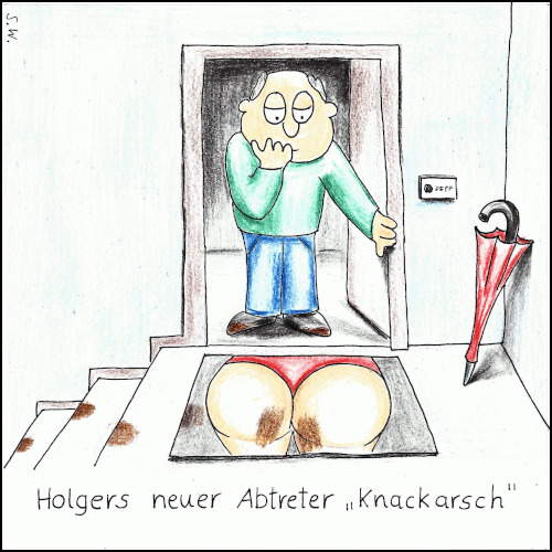 Cartoon: Holgers neuer Abtreter (medium) by Storch tagged abtreter,dreck,scheiße,holger,tür,treppenhaus