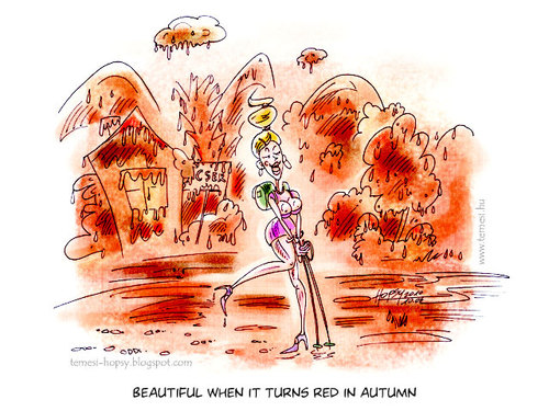Cartoon: Autumn colours (medium) by hopsy tagged ajka,ecological,catastrophe,toxic,mud,hungary